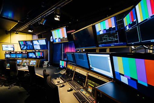 A tv and video control room intended for student use at university.