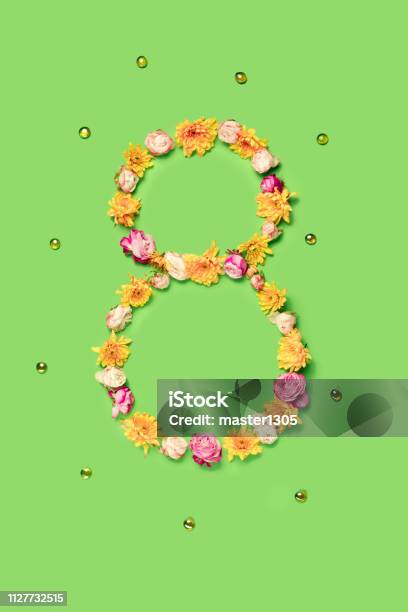 The Flowers Composition About Eights March Womans Day Holiday Stock Photo - Download Image Now