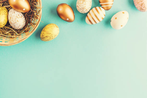 istock Easter Flat Lay of Eggs in Nest 1127732645