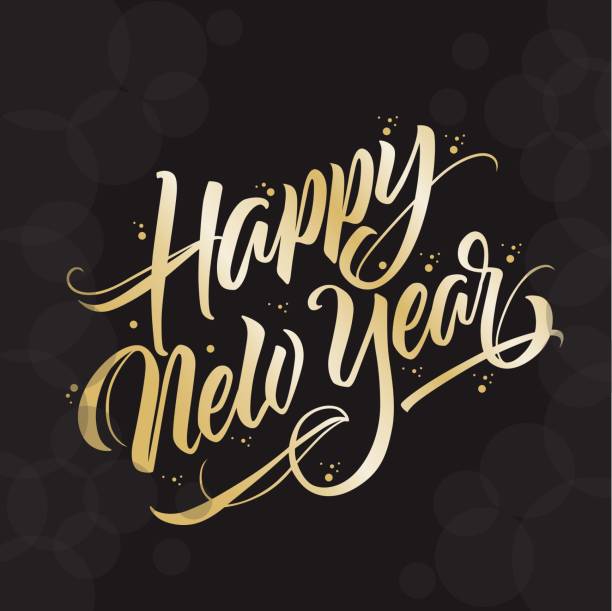 happy new year handwriting vector happy new year handwriting vector happy new year stock illustrations