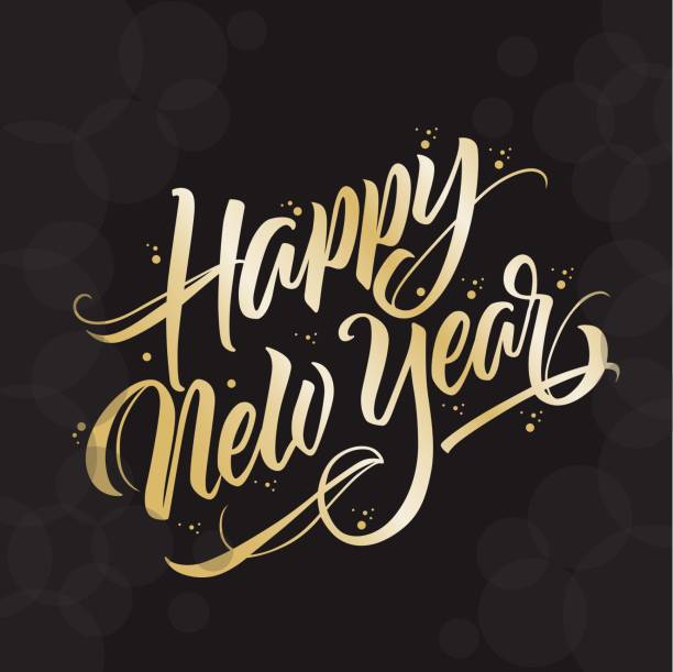 happy new year handwriting vector happy new year handwriting vector Text stock illustrations