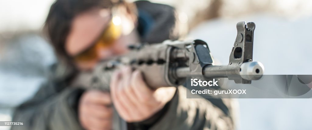 Gun Point Front View Gun Point Riffle Machine Gun Shooting And Weapons Stock ...