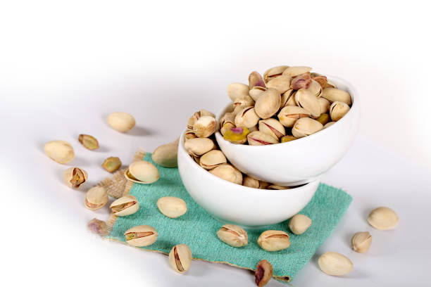 pistachios on a white background