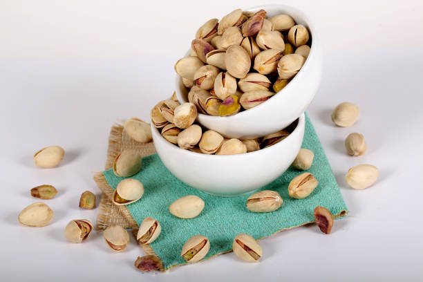 pistachios on a white background