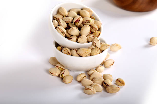 pistachios on a white background