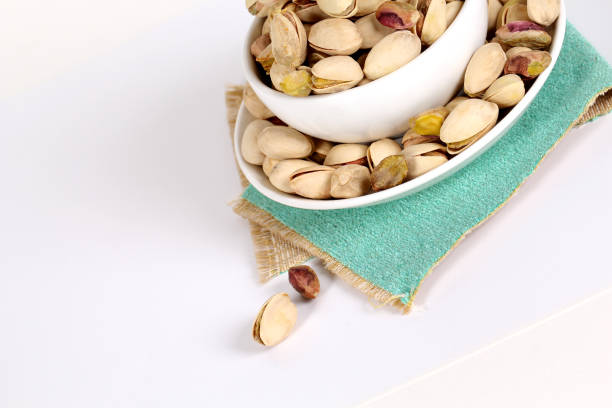 pistachios on a white background