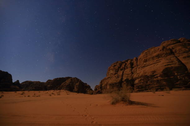istock Night sky in Wadi Rum mountain in Jordan 1127742912
