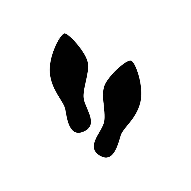 Female, woman footprints vector icon. Vector art: foot prints of woman shoes. high heel footprint stock illustrations