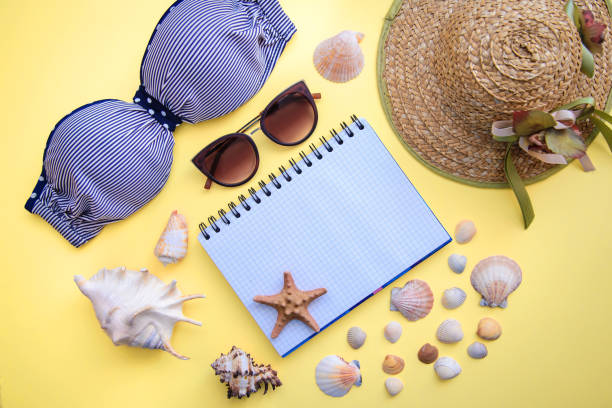 istock Holiday plans at sea, layout, top view 1127747238