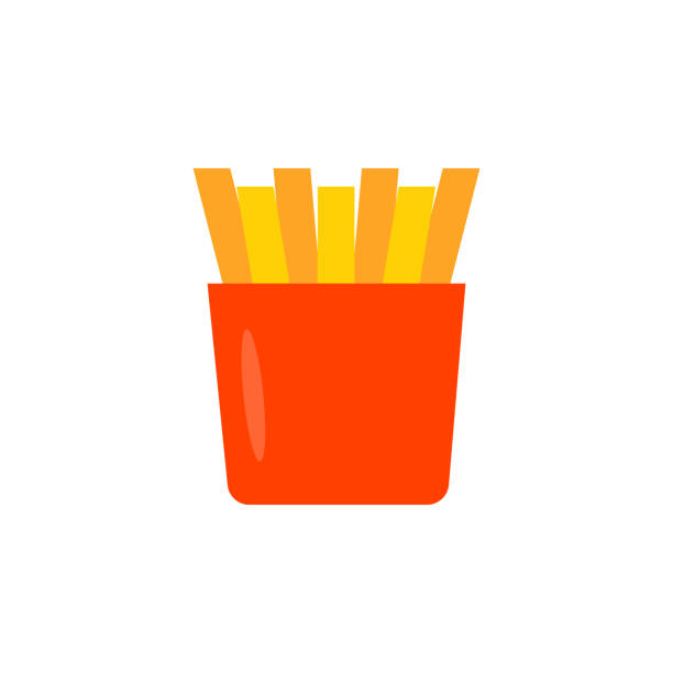 ikona ziemniaczania frytek w płaskim stylu izolowana na białym tle. ilustracja wektorowa - lunch box lunch bucket box stock illustrations