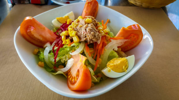 Mixed Salad Typical dish for mediterranean diet cebolla stock pictures, royalty-free photos & images