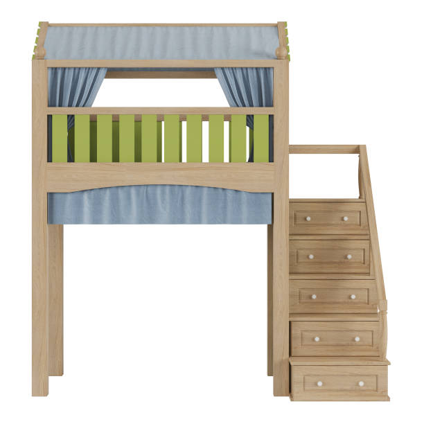 istock Children's bunk bed isolated on a white background. 3D rendering. 1127753278