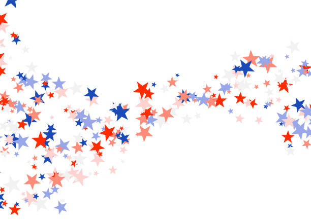 Presidents' Day in USA. Red, blue and white stars Presidents' Day in USA. Red, blue and white stars in center and copy space. American patriotic banner. Vector illustration presidents day stock illustrations