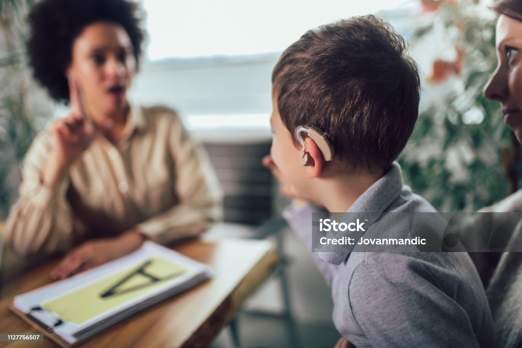 Deaf Learning Smiling Deaf Boy Learning Sign Language Stock Photo - Download Image ...