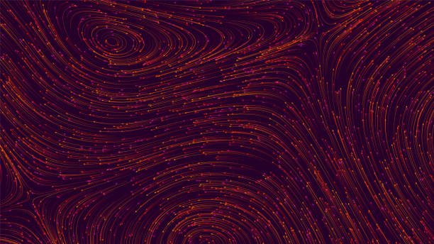 wektor kolorowe pole wizualizacji sił. wykres wahań magnetycznych lub grawitacyjnych. tło naukowe z matrycą rzesz z wielkością i kierunkiem. reprezentacja przepływu. interakcji. - pole magnetyczne obrazy stock illustrations