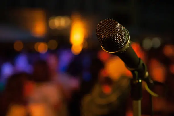 Microphone on stand at an event