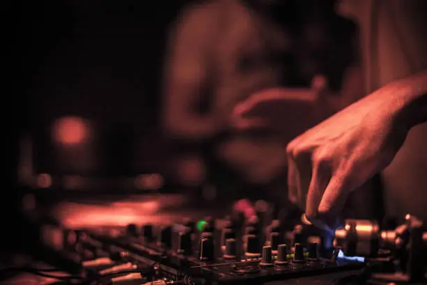Dj mixer in a nightclub