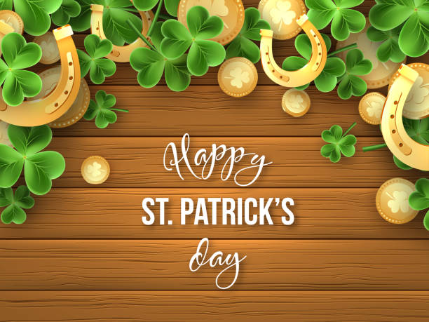 illustrations, cliparts, dessins animés et icônes de st. patricks day salutation conception des vacances. - cards symbol clover horse