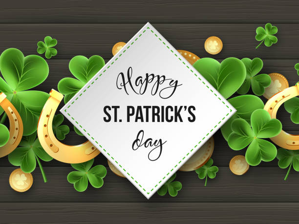 illustrations, cliparts, dessins animés et icônes de st. patricks day salutation conception des vacances. - cards symbol clover horse