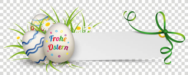 kağıt afiş yeşil şerit ostern paskalya yumurtaları - ostern stock illustrations