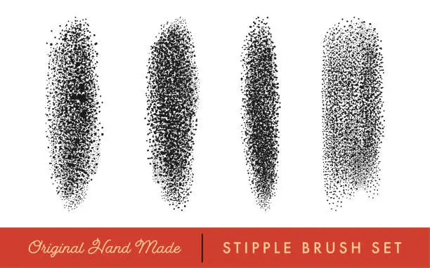Vector illustration of Stipple Brush Set for Texturing and Shadow