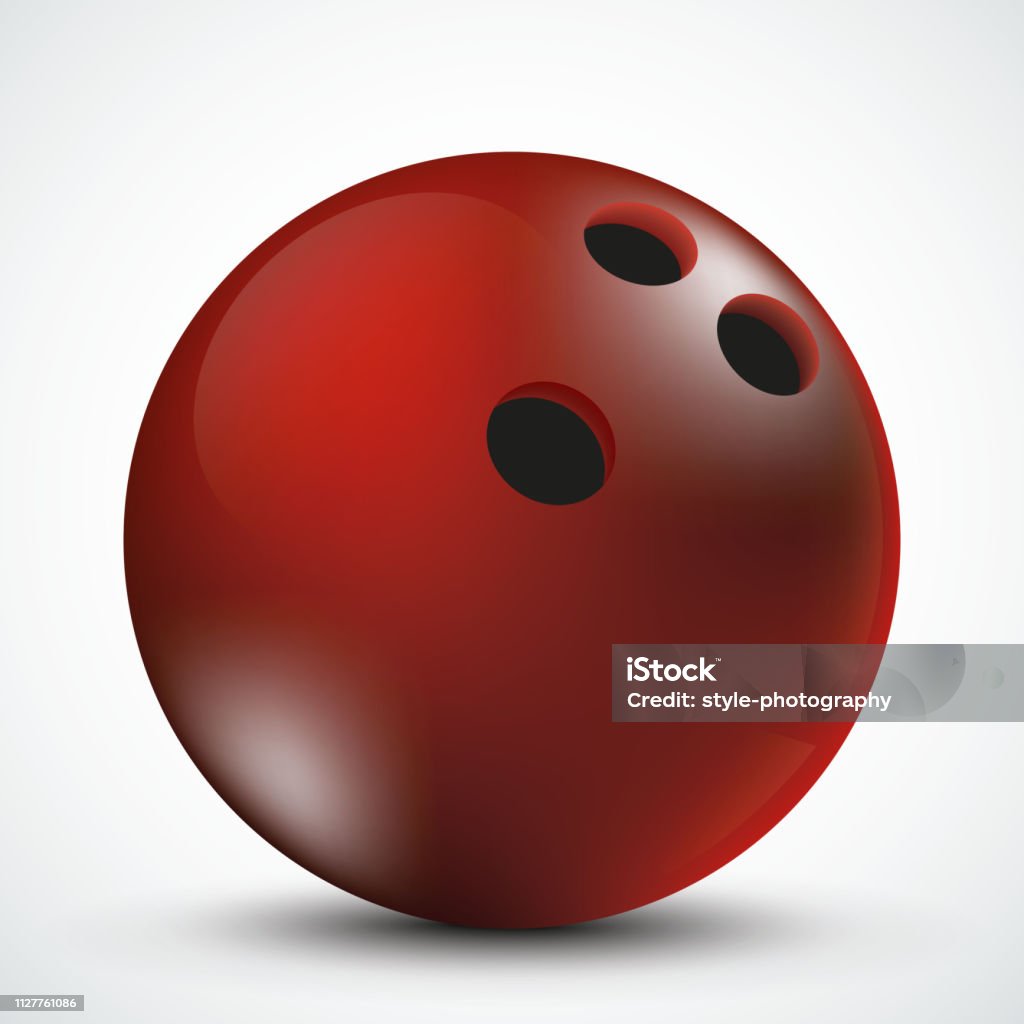 Red Bowling Ball White Background Stock Illustration - Download Image