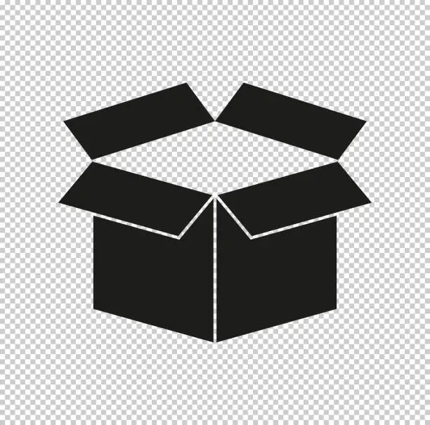 Vector illustration of box -  black vector icon