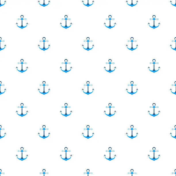 Vector illustration of Ship anchor. Marine seamless pattern. Nautical anker.