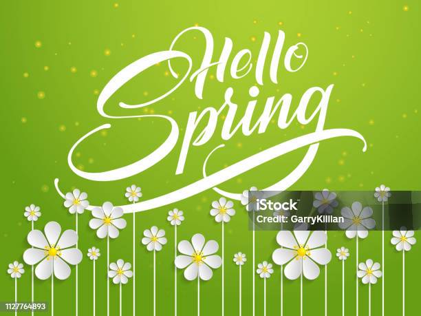 Hello Spring Fancy Hand Drawn Lettering Hello Spring Elegant Modern Handwritten ...