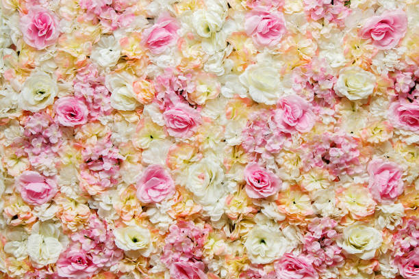 istock Floral background. Wall of silk light colors 1127767649