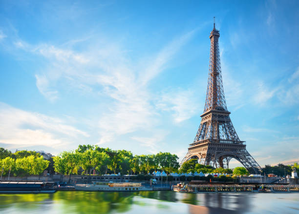 Seine in Paris Seine in Paris with Eiffel Tower in sunrise time eiffel tower stock pictures, royalty-free photos & images