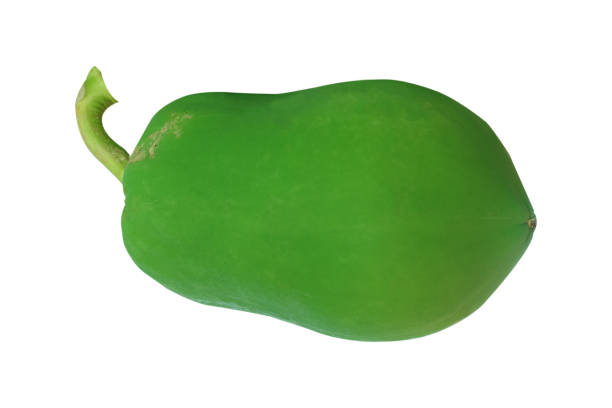 Green papaya isolated on white background. clipping path.