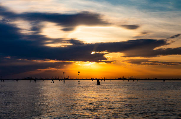 istock Sunset in the Venetian Lagoon, Italy 1127770603