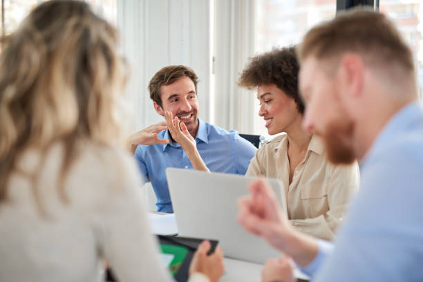 istock Busienss people having meeting at boardroom. 1127776619