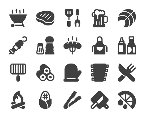 Barbecue Grill Icons Vector EPS File.