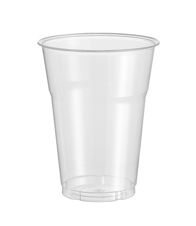 Plastic cup disposable glass (with clipping path) isolated on white background
