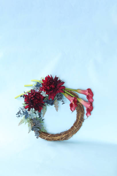 istock wreath of dahlia and Calla lily 1127784416