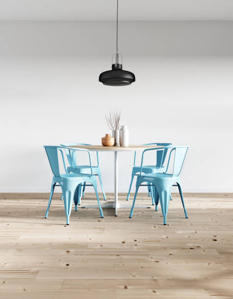 Modern minimalist dining room stock photo
