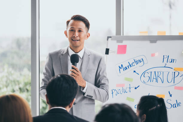 istock Businessman is explaining works to officers while training together at the office. 1127787036