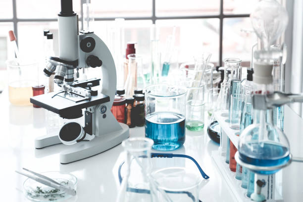 istock Science Instruments in laboratory room. Science Research Concept. 1127787053