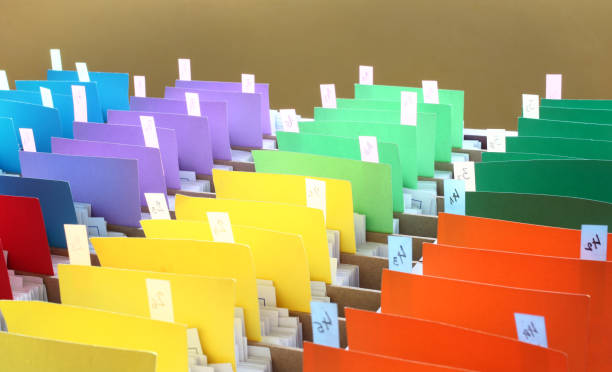 colorful archives documents files and folders - paper stack heap index card imagens e fotografias de stock