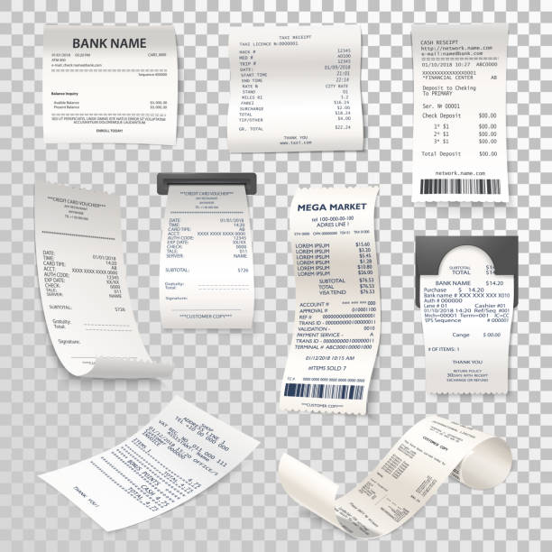 pemeriksaan kertas realistis atau tagihan pembayaran secara transparan - daftar slot ilustrasi stok