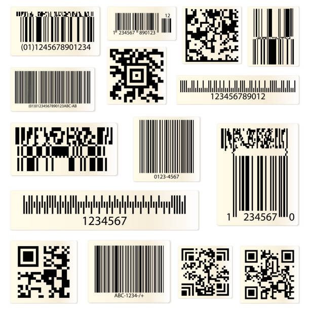 illustrations, cliparts, dessins animés et icônes de les codes qr et codes à barres avec des nombres - coding qr code two dimensional shape bar code