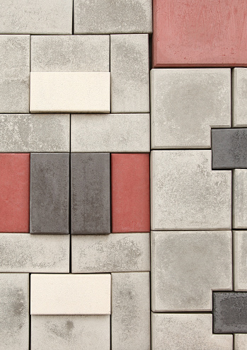 Here are coloful concrete blocks for sidewalk or pavement.