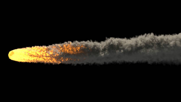 meteor auf schwarzem hintergrund - meteor fireball asteroid comet stock-fotos und bilder