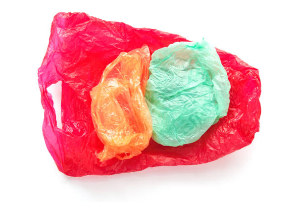 istock Plastic grocery bags on a white background. 1127790624