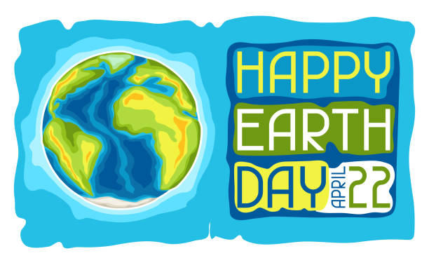 glücklich earth day karte. - earth day banner placard green stock-grafiken, -clipart, -cartoons und -symbole