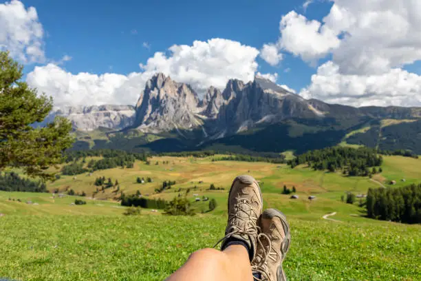 Rest on the Alpe di Siusi in the Dolomites