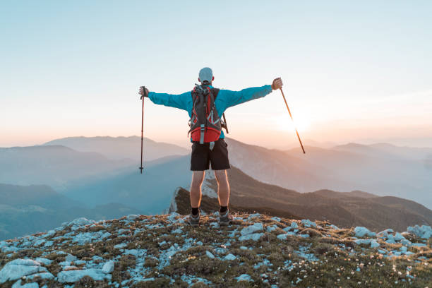istock Man enjoying the mountain view 1127796432