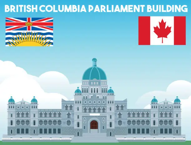 Vector illustration of Parliament Building in Victoria, British Columbia